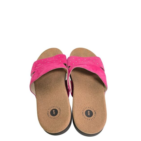 Revitalign Orthotic Suede Slide Sandals Lucy Stud Pink Size 10D(Extra Wide) - Picture 7 of 11